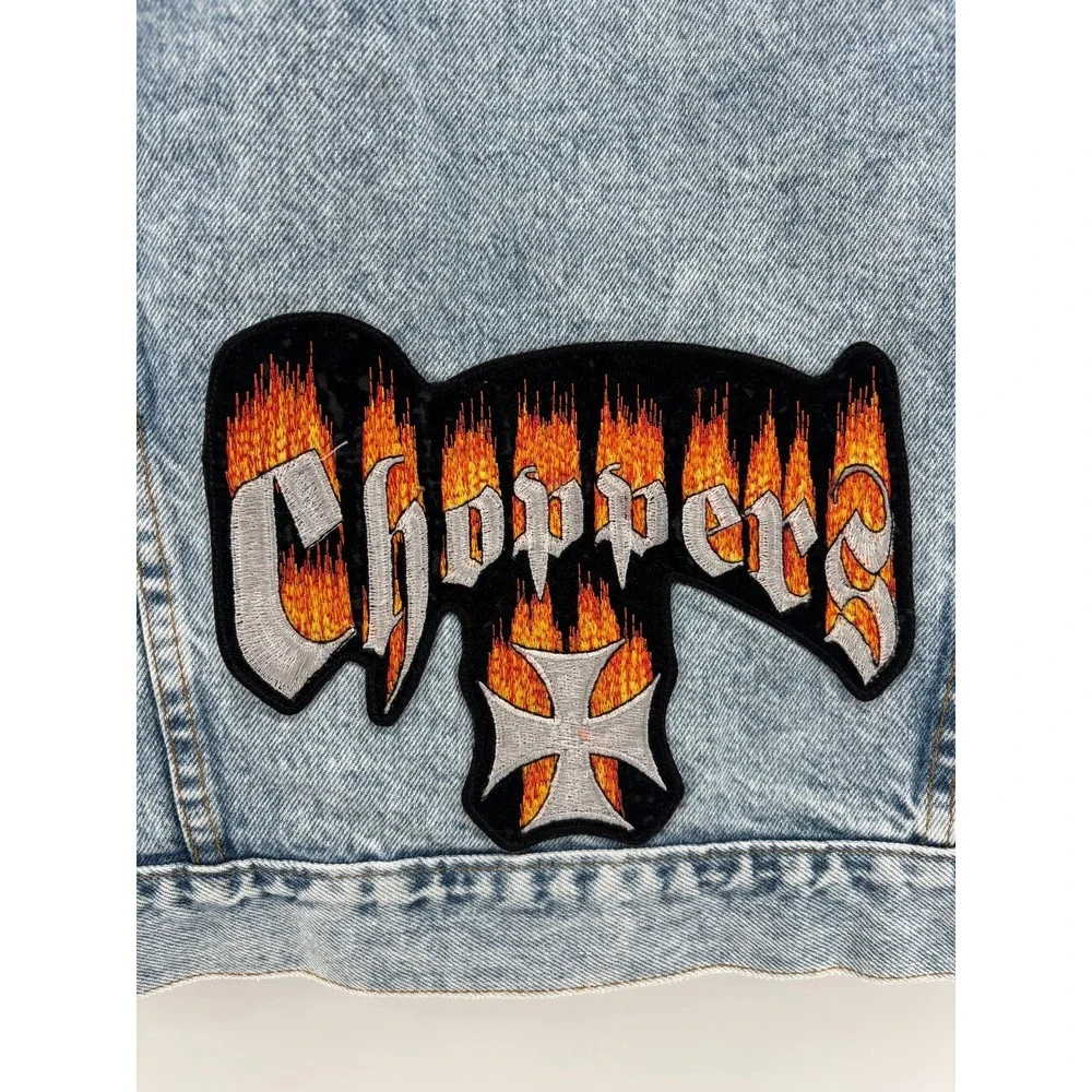 Levis Denim Vest Mens Blue Trucker Big Dog Motorcycles Choppers Large Vintage